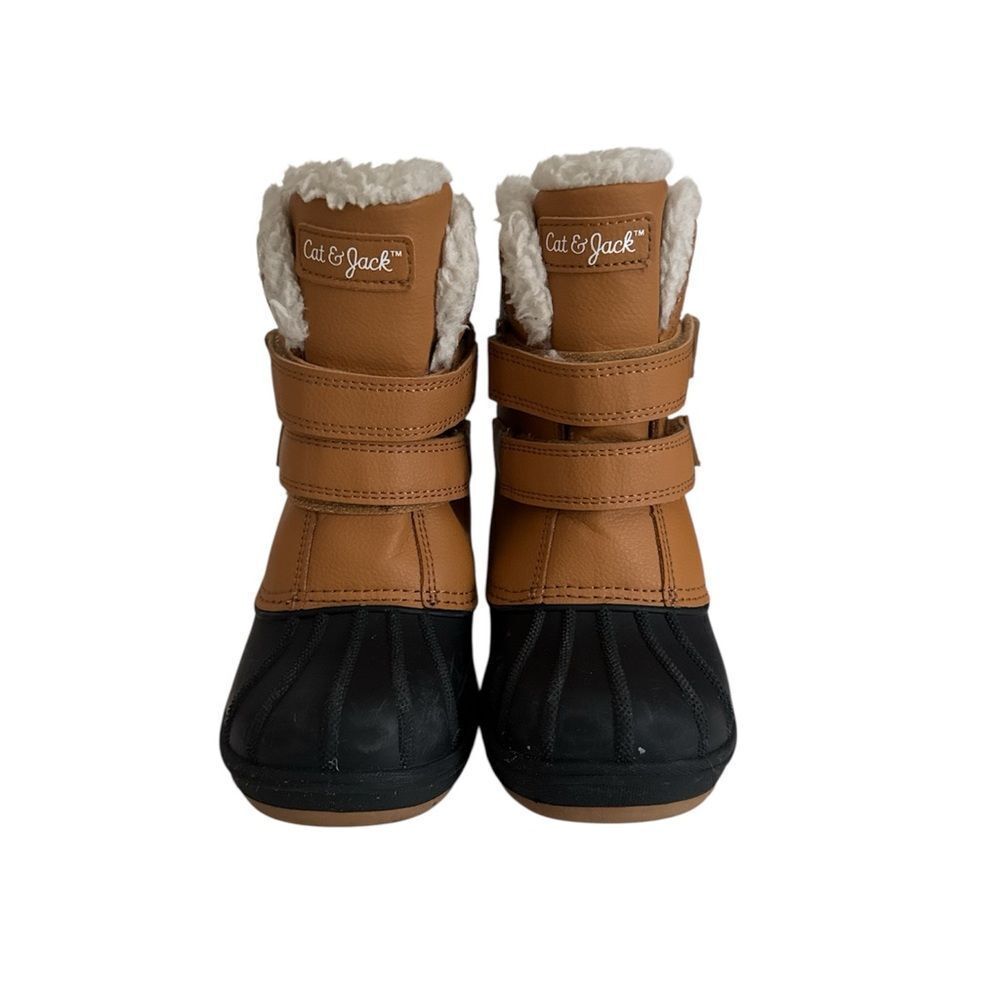 Cat & Jack Kids' Black and Tan winter Boots EUC